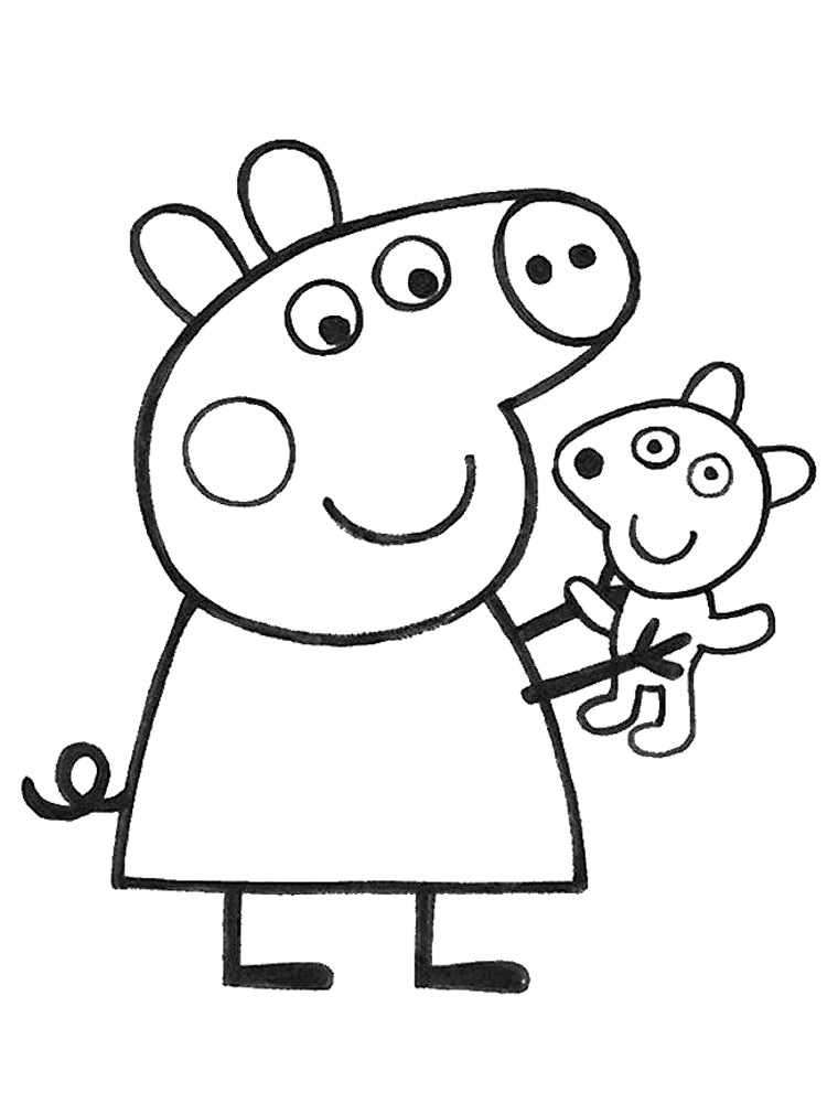Peppa Pig with a toy coloring page