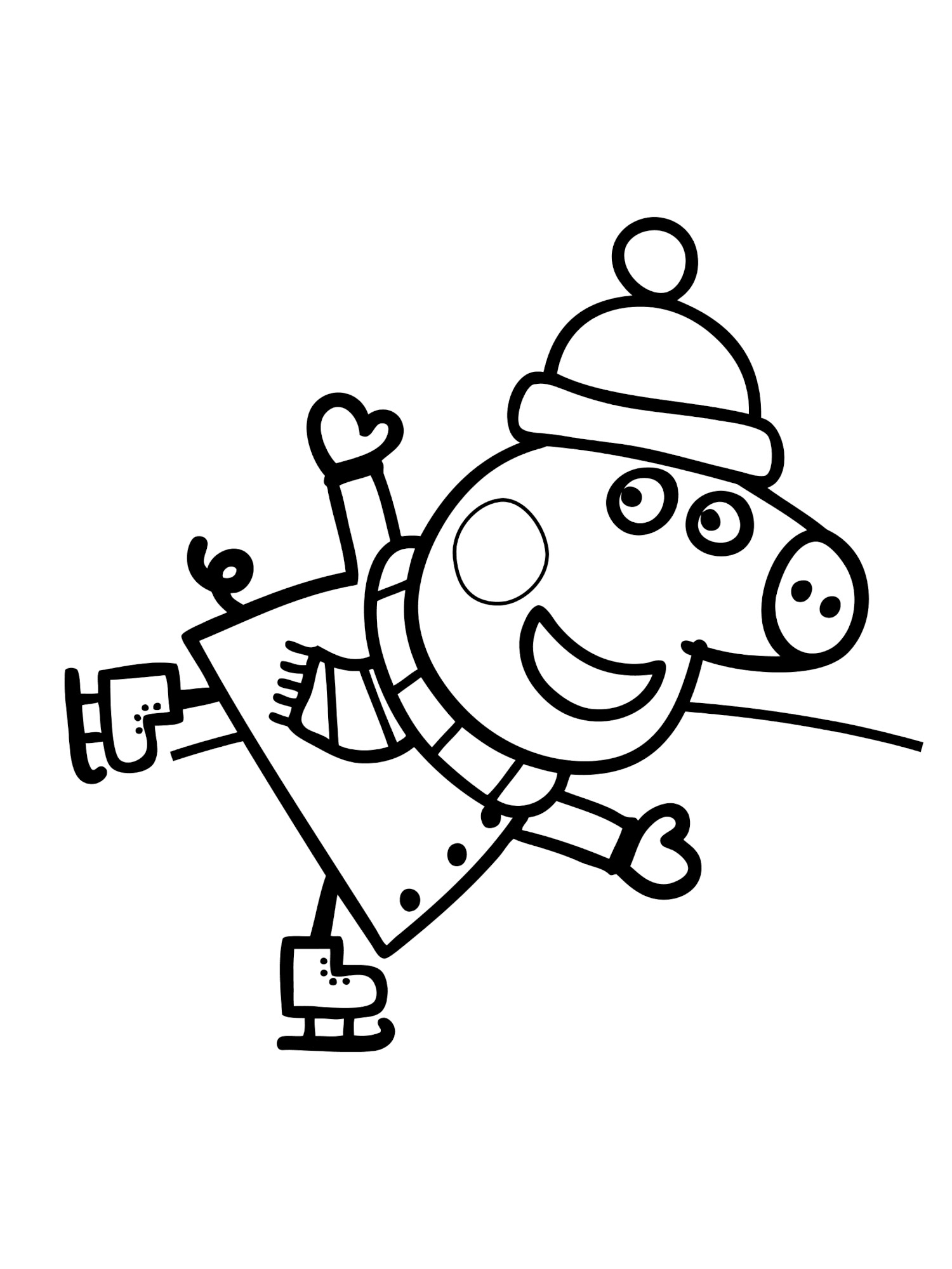 Peppa Pig goes skating coloring page