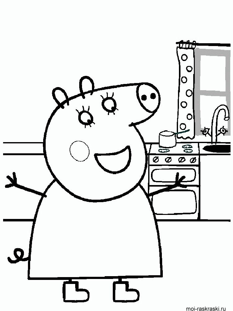 Happy Mummy Pig coloring page
