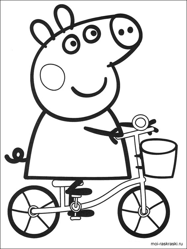 Peppa on a bike coloring page
