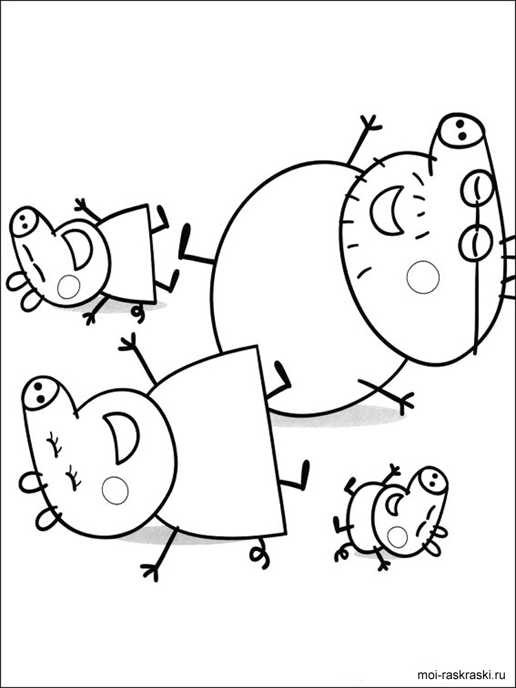 Peppa Pig’s family laughing coloring page