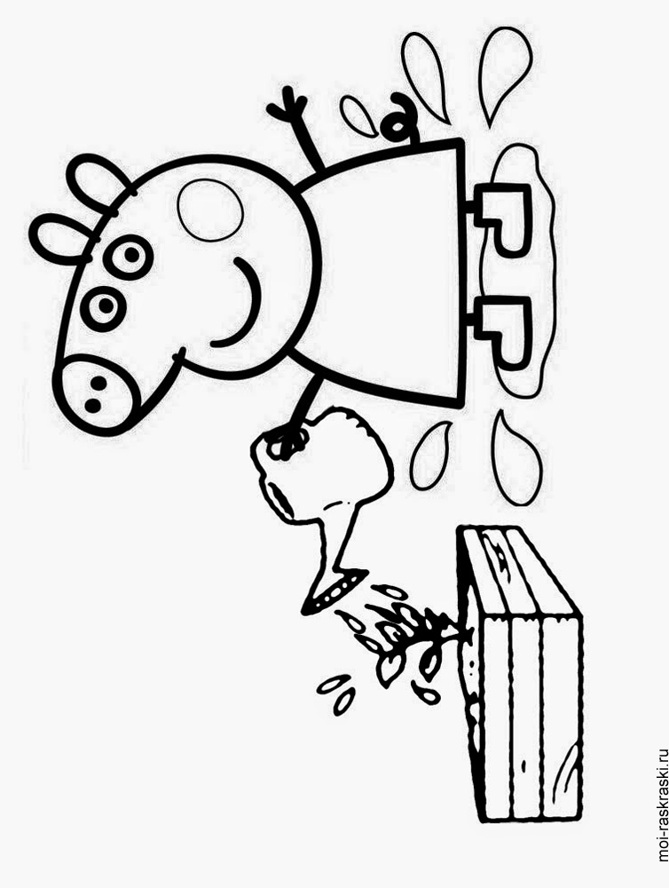 Peppa Pig Watering a Plant coloring page