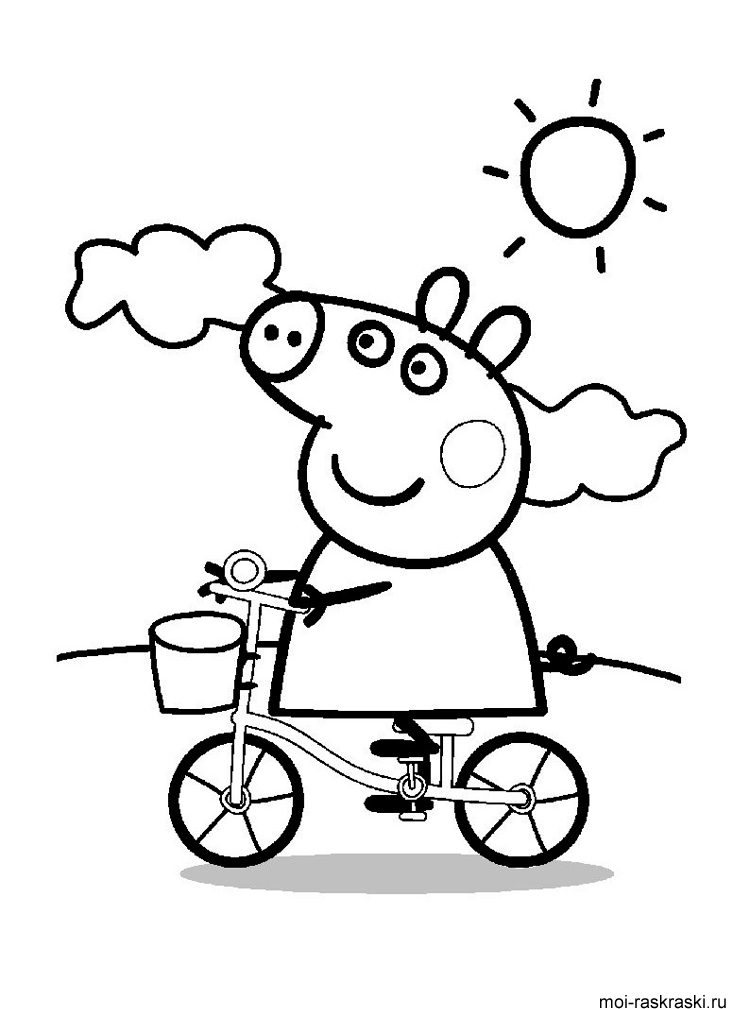 Peppa Pig Riding a Bike coloring page