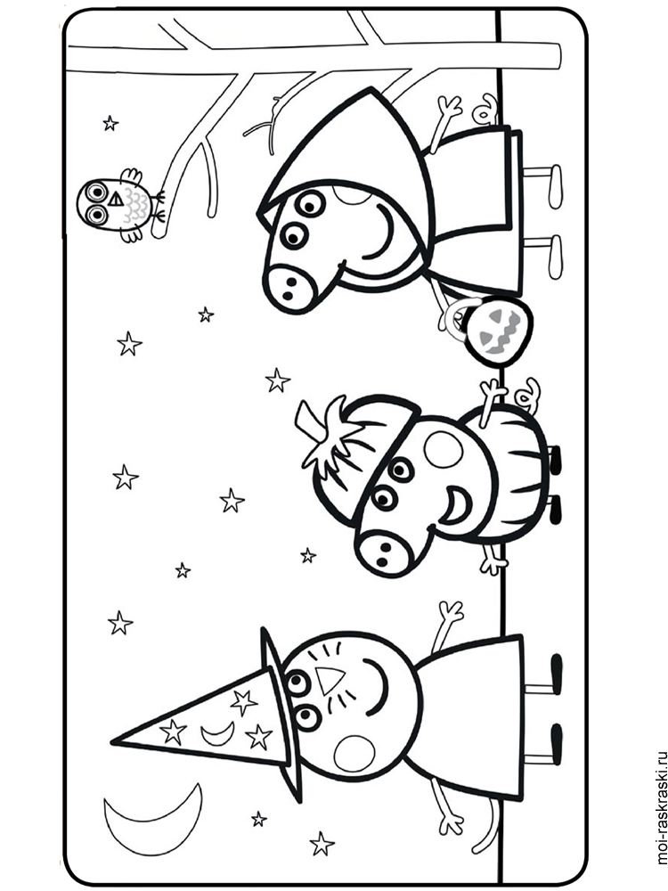 Peppa Pig, George and Candy Cat coloring page