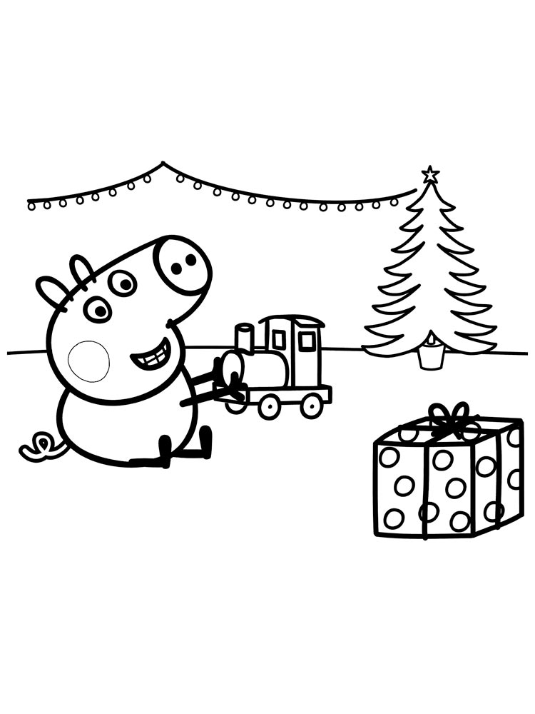 George with the train coloring page