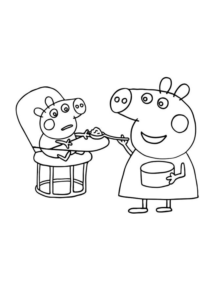 Peppa Pig Feeds George coloring page