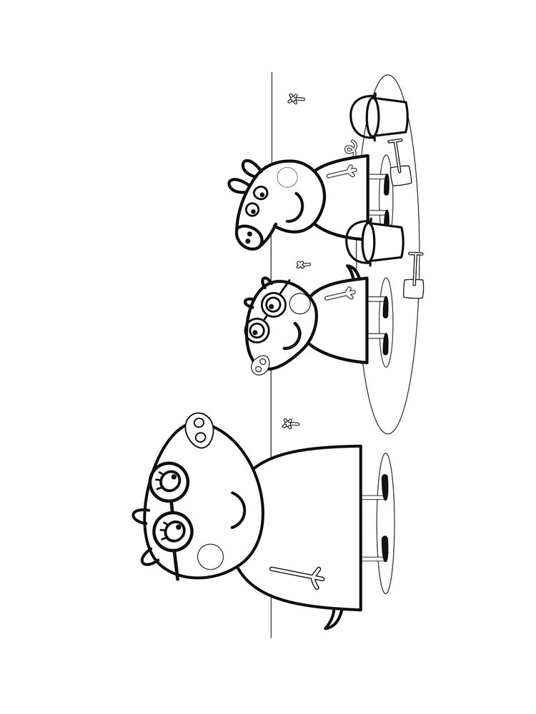 Peppa Pig, Molly and Mummy Mole coloring page