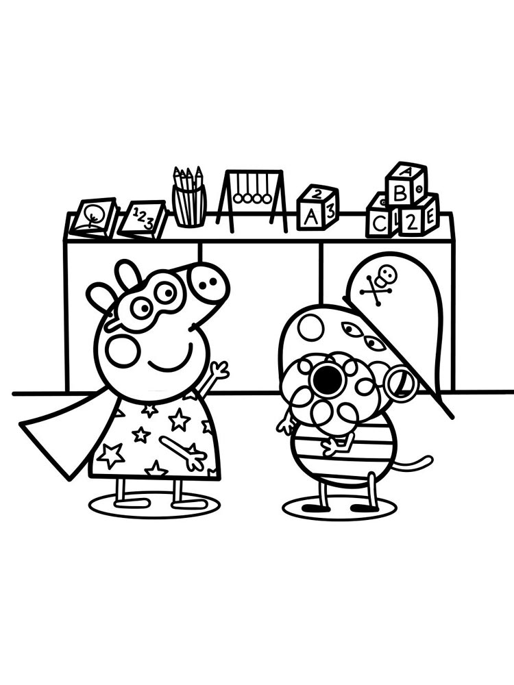 Peppa Pig superhero coloring page