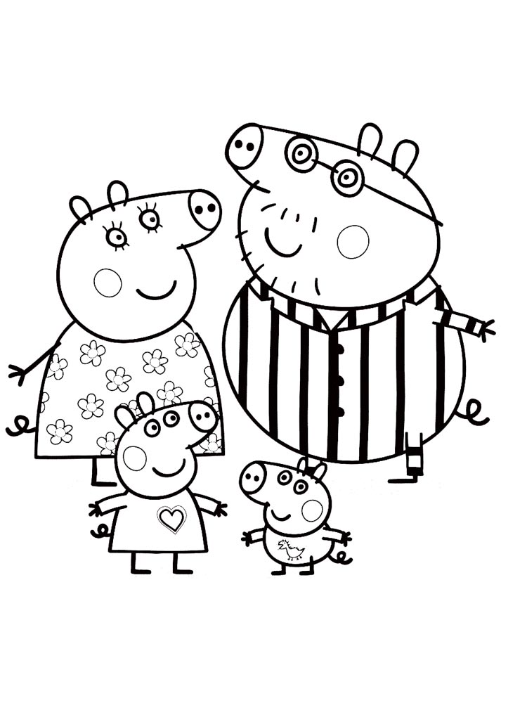 Happy Family Peppa Pig coloring page