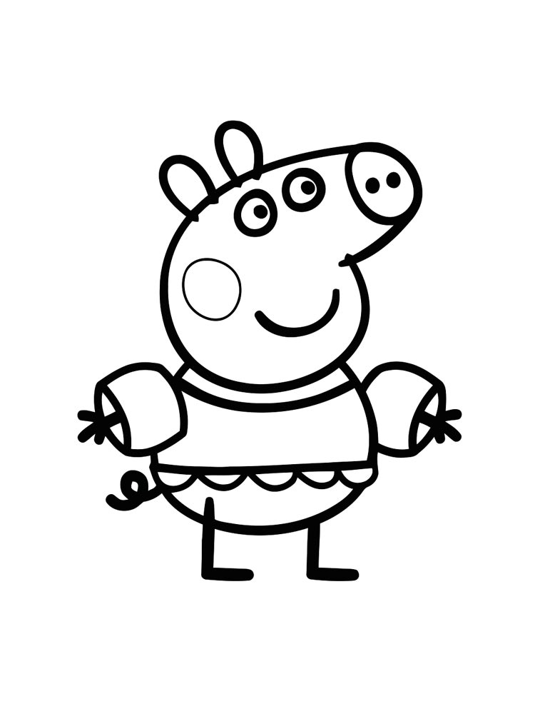 Peppa pig will swim coloring page