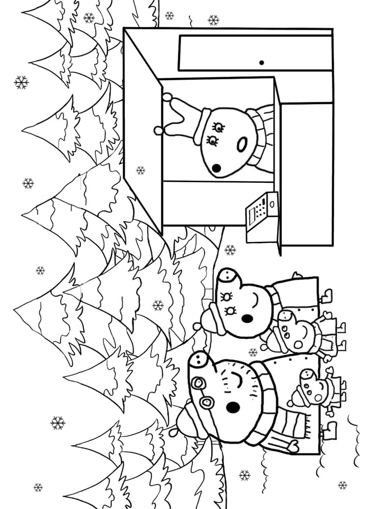 Peppa Pig’s Family on a Walk coloring page