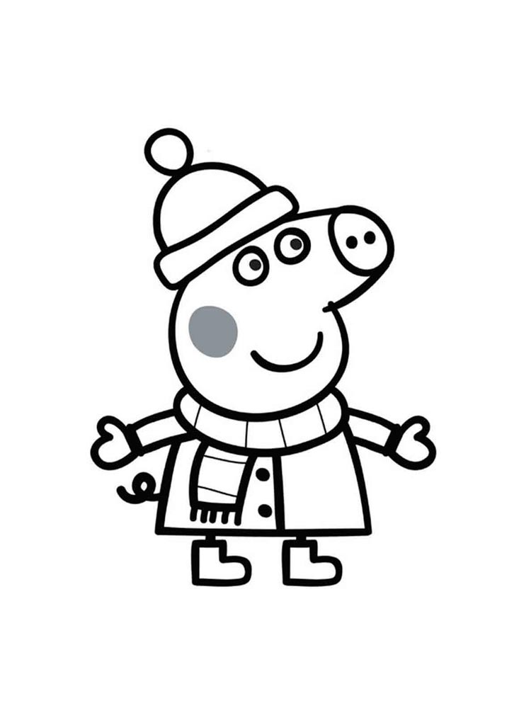 Peppa Pig in Winter Clothes coloring page