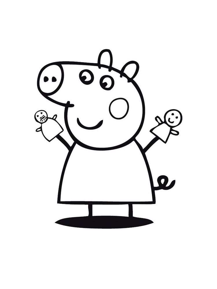 Peppa Pig Playing with Dolls coloring page