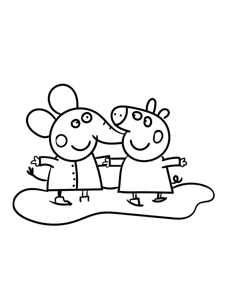 Emily and Peppa Pig coloring page