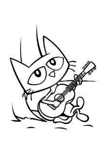 Pete by the tree with a guitar coloring page