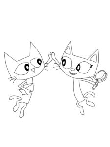 Pete and Callie Cat coloring page
