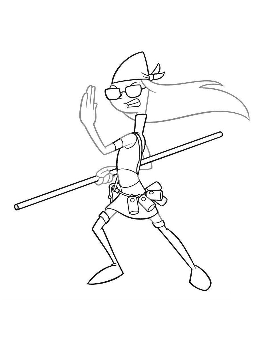Candace Flynn with a stick coloring page