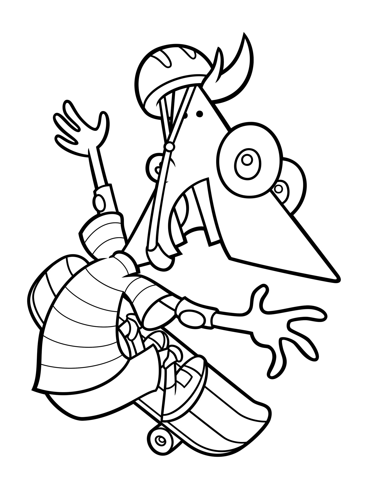 Phineas on a skateboard coloring page