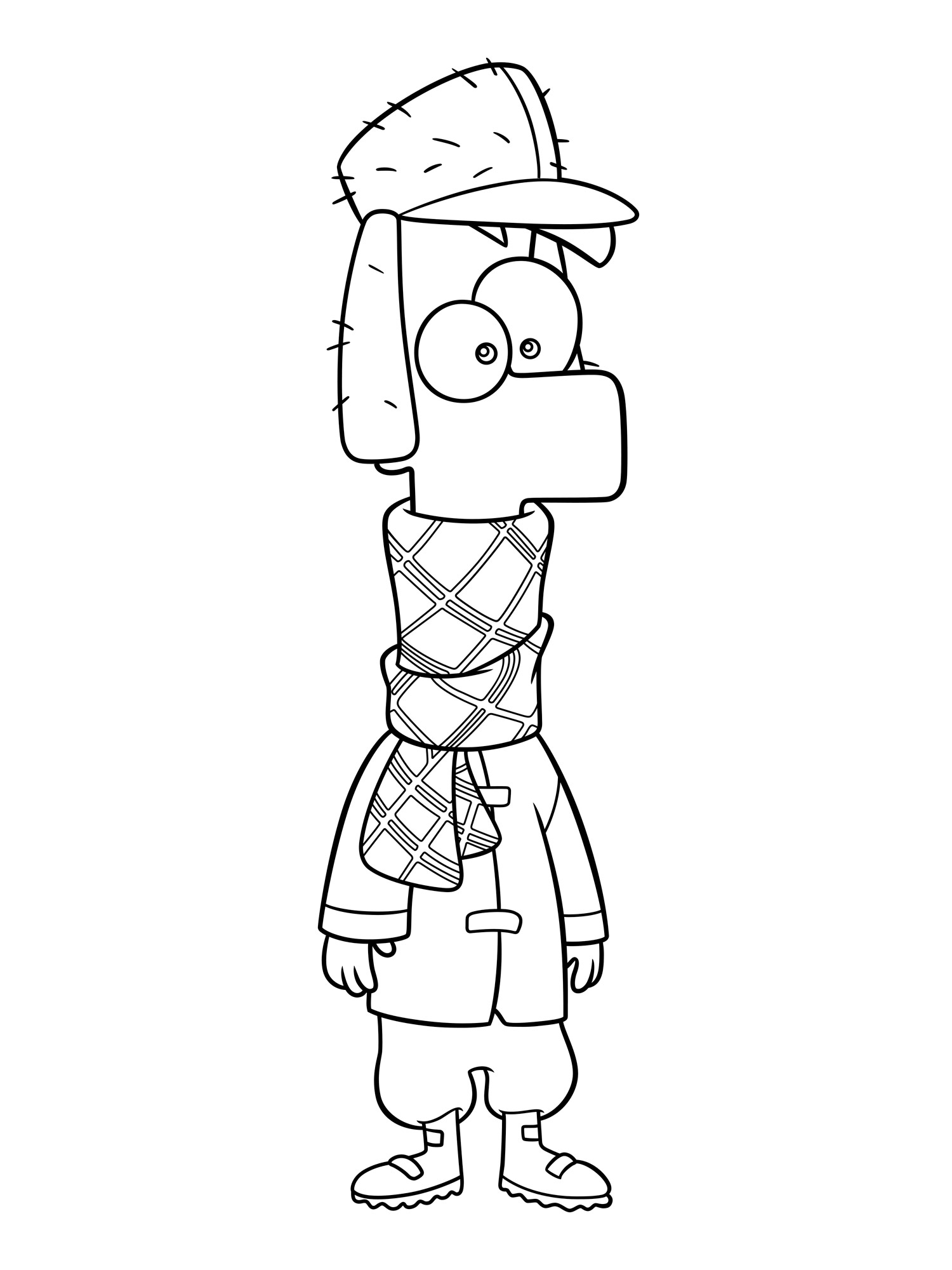 Ferb in winter clothes coloring page