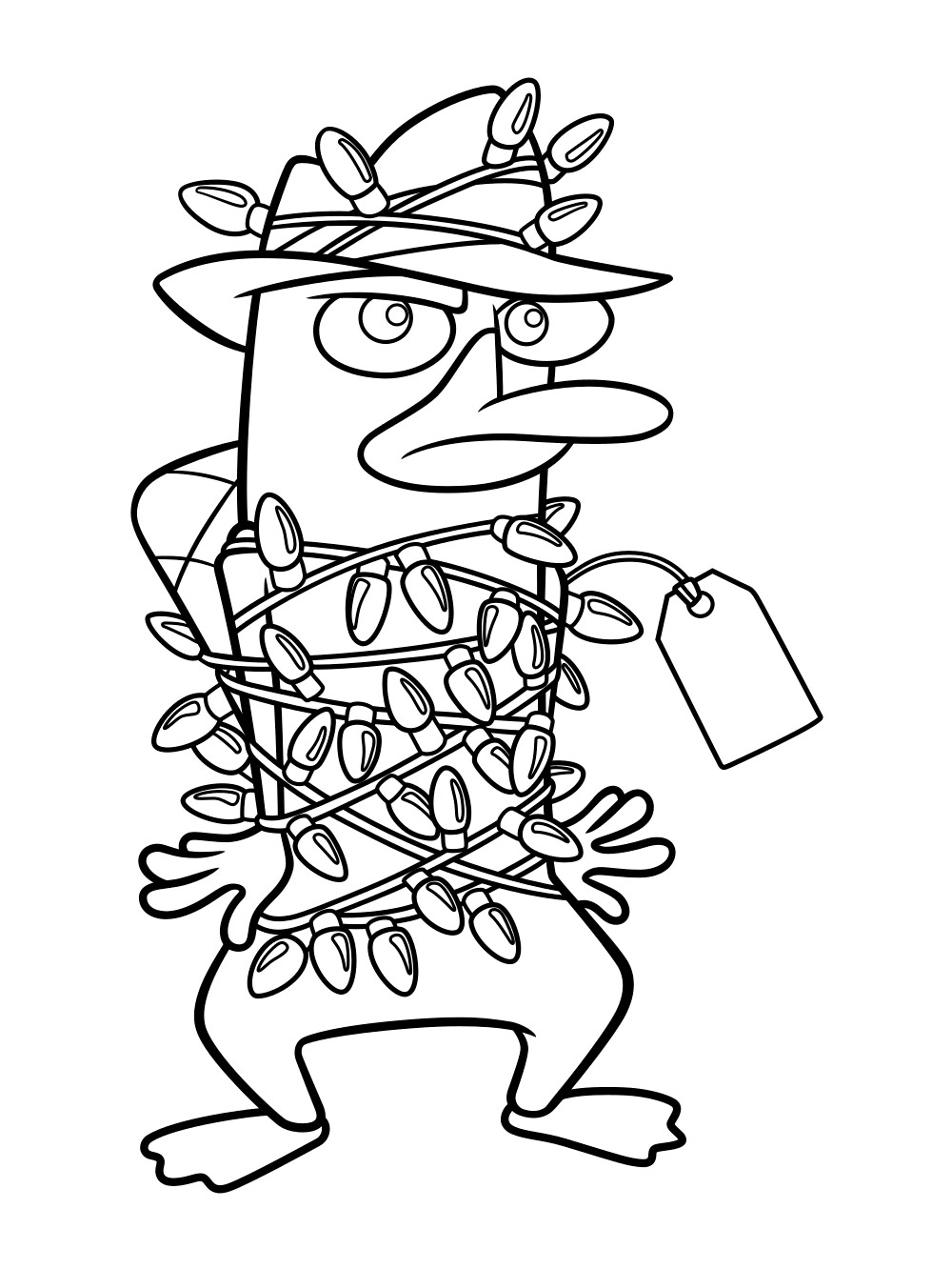 Perry got tangled in the garland coloring page