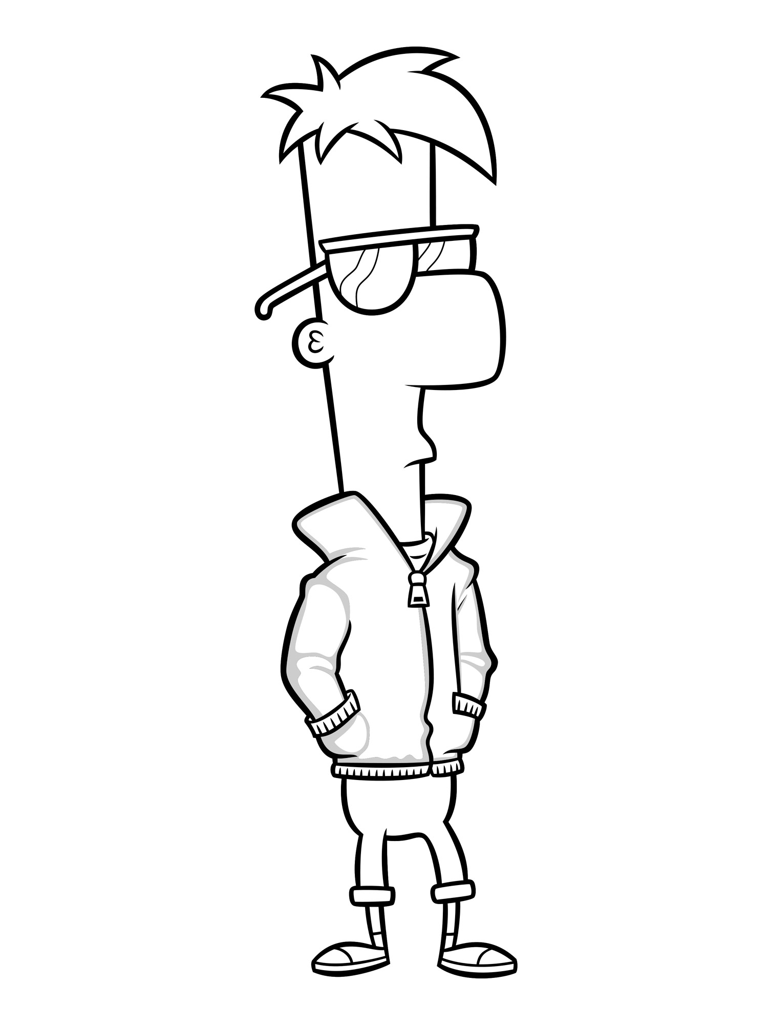 Ferb with glasses coloring page