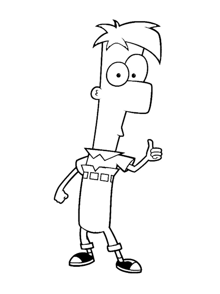 Ferb gives the finger coloring page