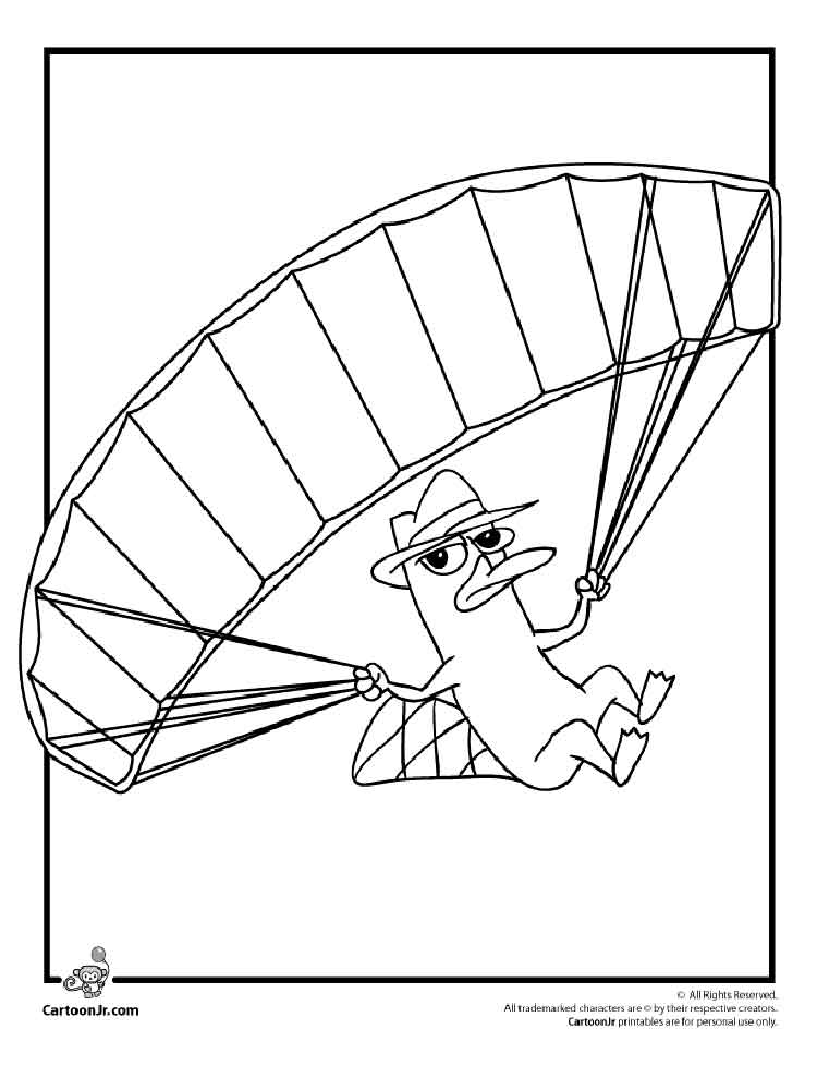 Perry on a parachute coloring page