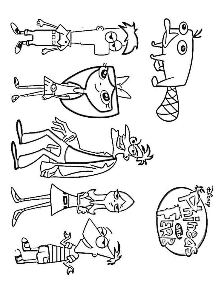 Phineas and Ferb Characters coloring page