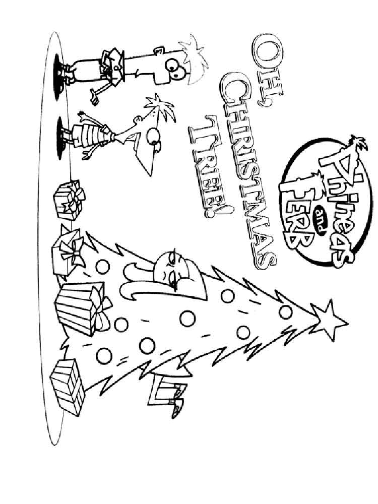 Phineas and Ferb Christmas coloring page