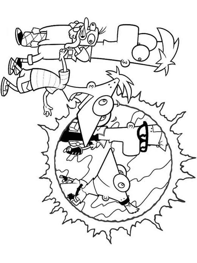 Phineas and Ferb at the portal coloring page