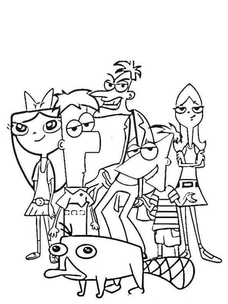 Characters Phineas and Ferb coloring page