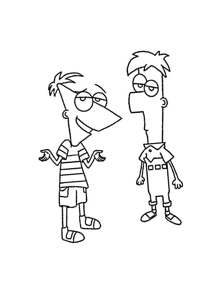 Ferb Fletcher and Phineas Flynn coloring page