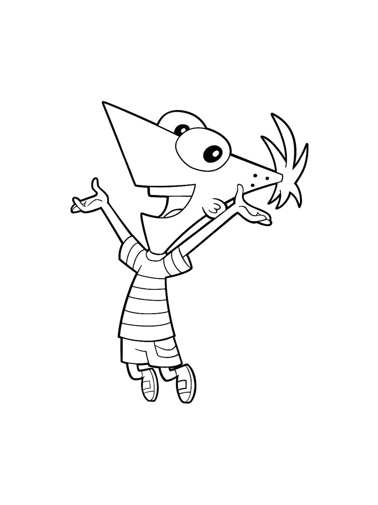 Phineas in a jump coloring page