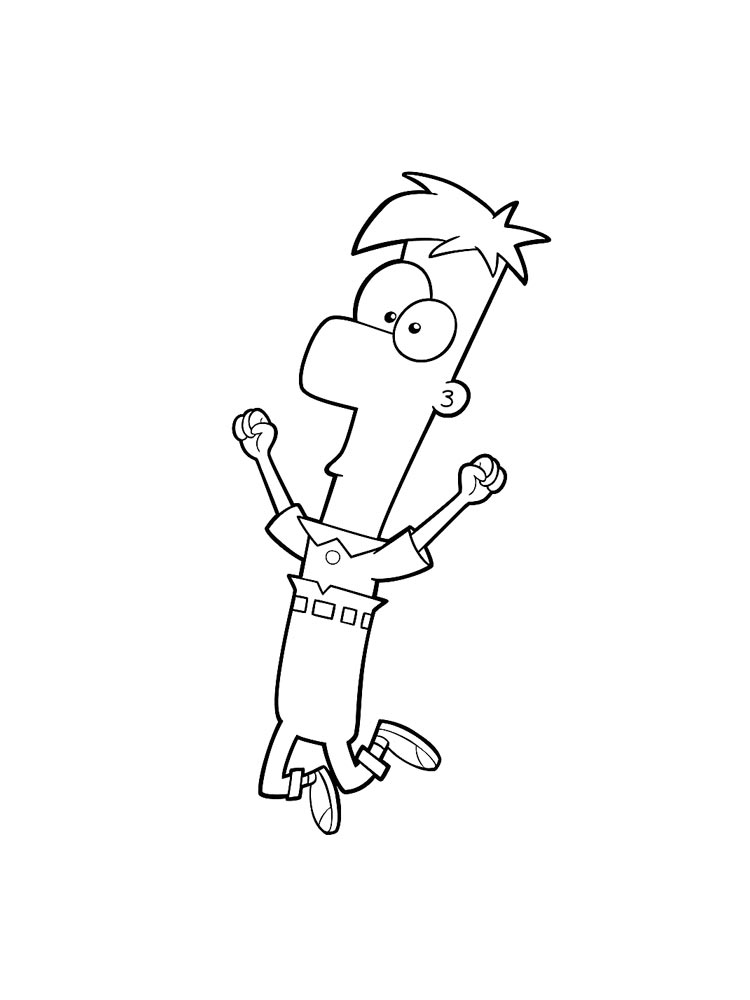 Ferb in a jump coloring page