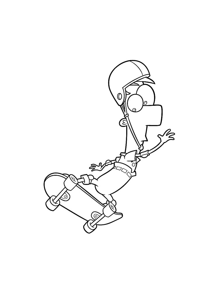 Ferb on a skateboard coloring page