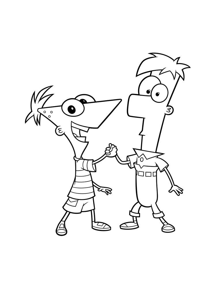 Phineas and Ferb Shake Hands coloring page