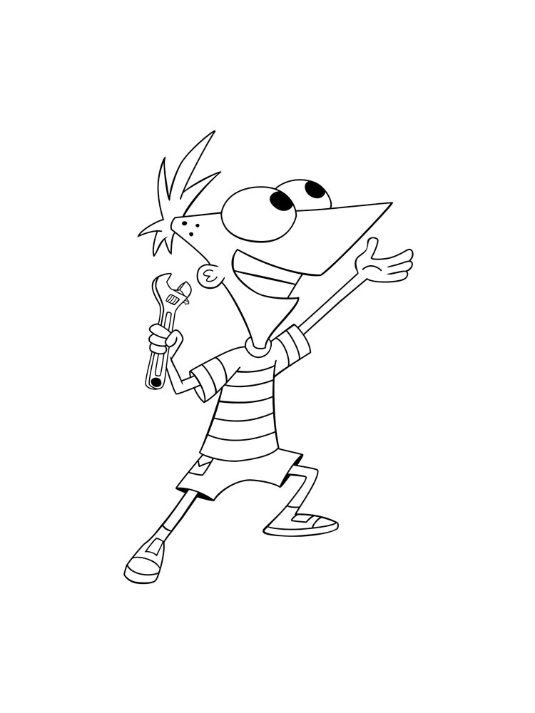 Phineas with a wrench coloring page