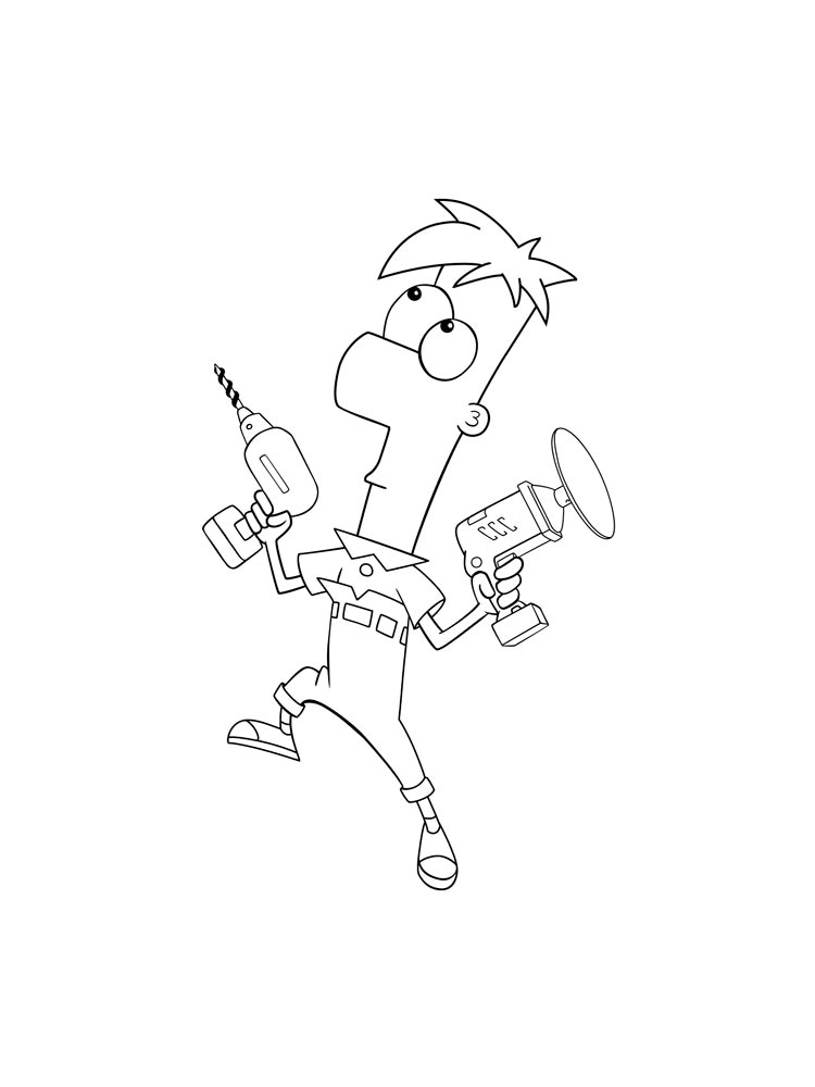 Ferb with tools coloring page