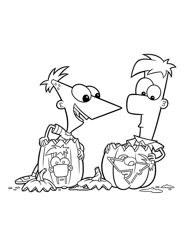 Phineas and Ferb Halloween coloring page