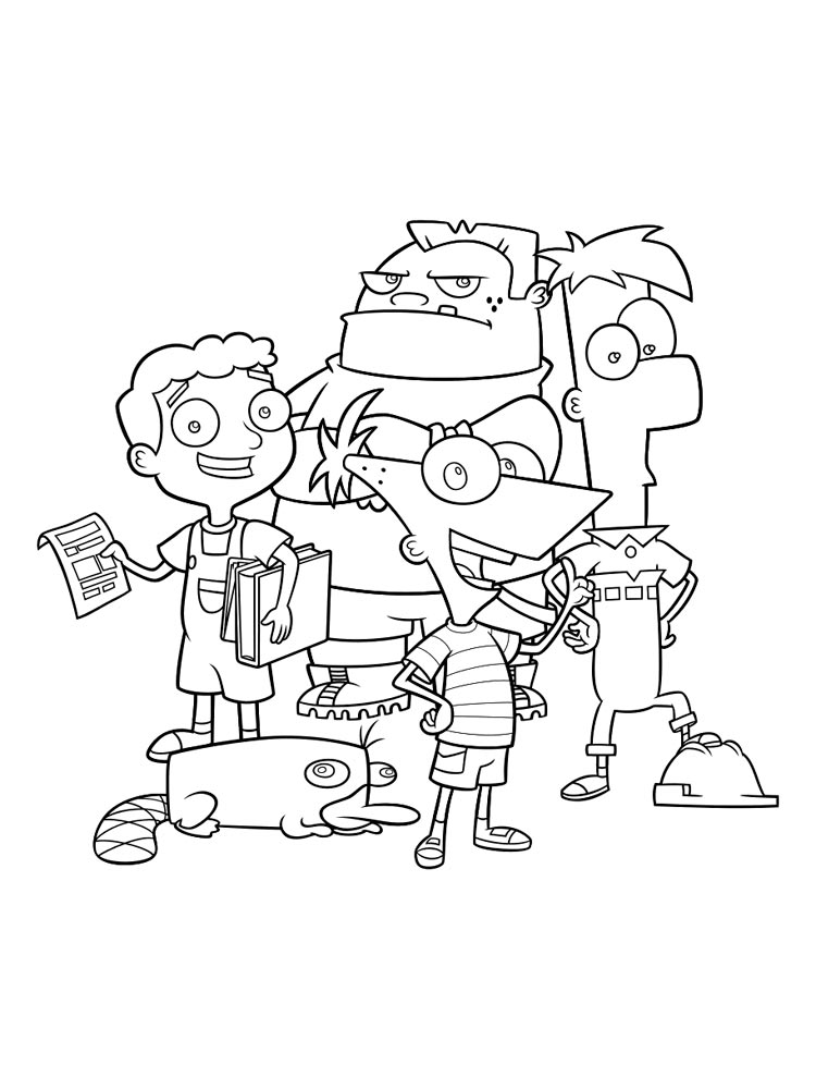 Phineas and Ferb With Friends coloring page