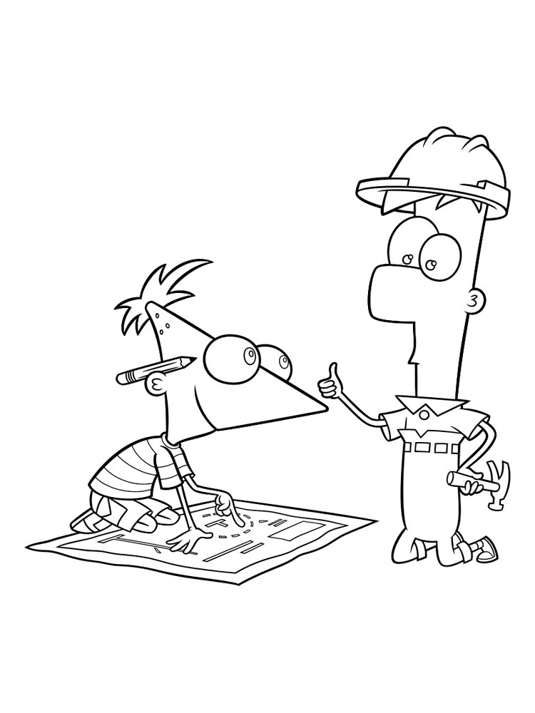 Phineas and Ferb builders coloring page