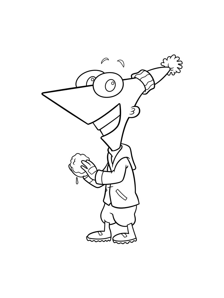 Phineas Flynn with snowball coloring page