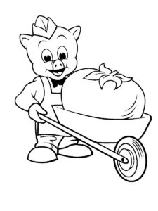 Piggly Wiggly with a trolley coloring page