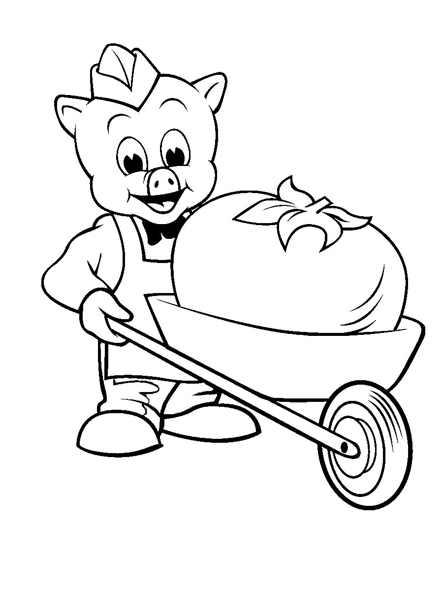 Piggly Wiggly with a trolley coloring page