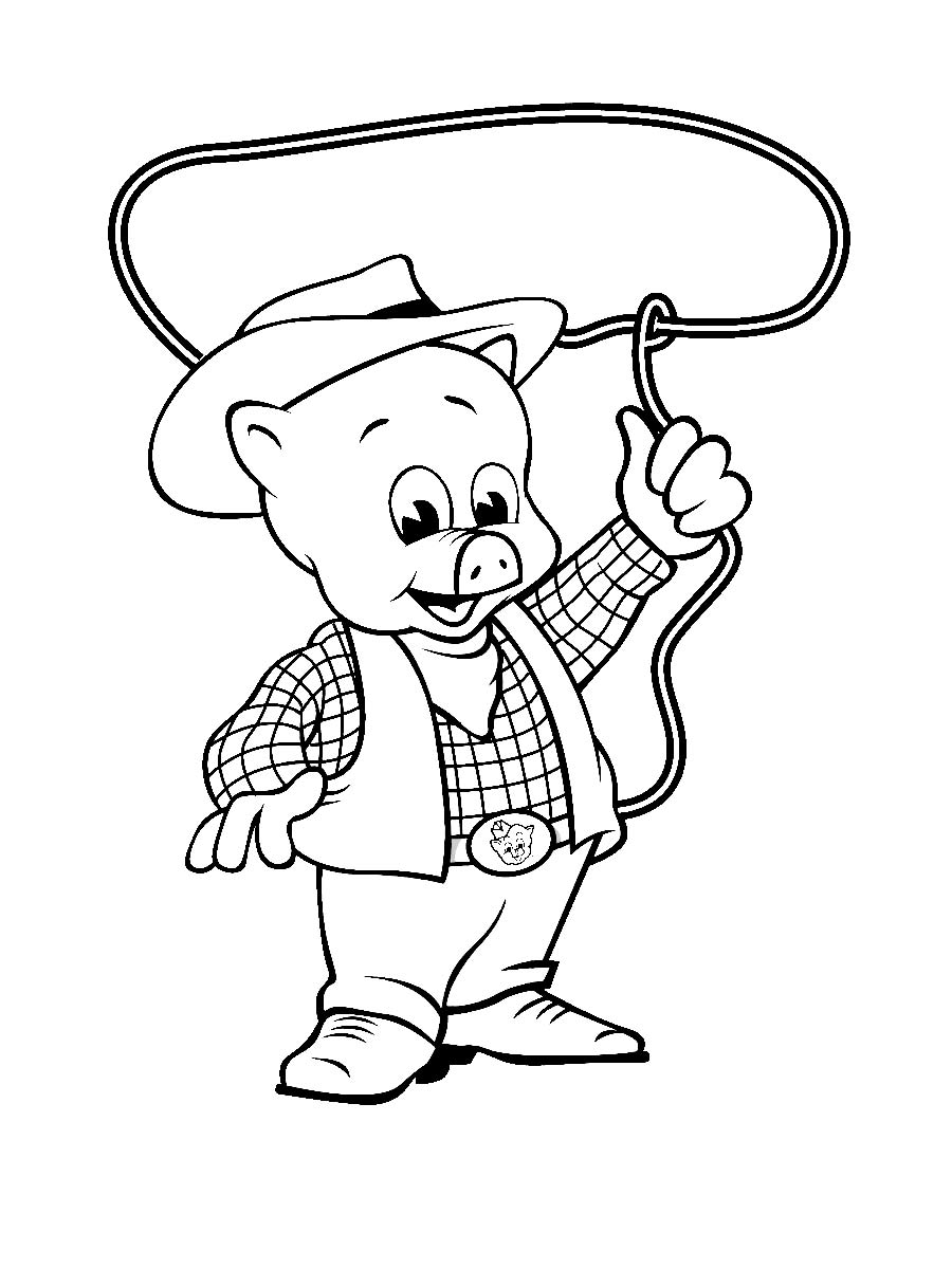Piggly Wiggly with lasso coloring page