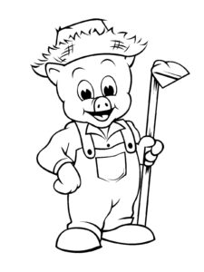Piggly Wiggly in a hat coloring page