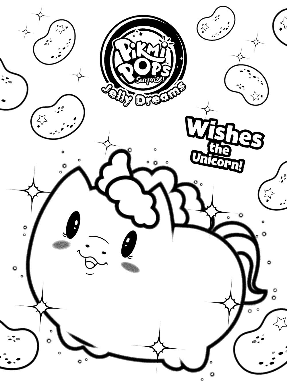 Wishes the Unicorn Pikmi Pops coloring page