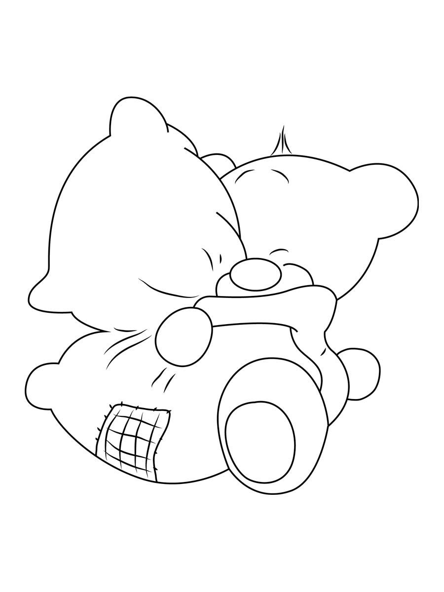 Pimboli hugs a pillow coloring page