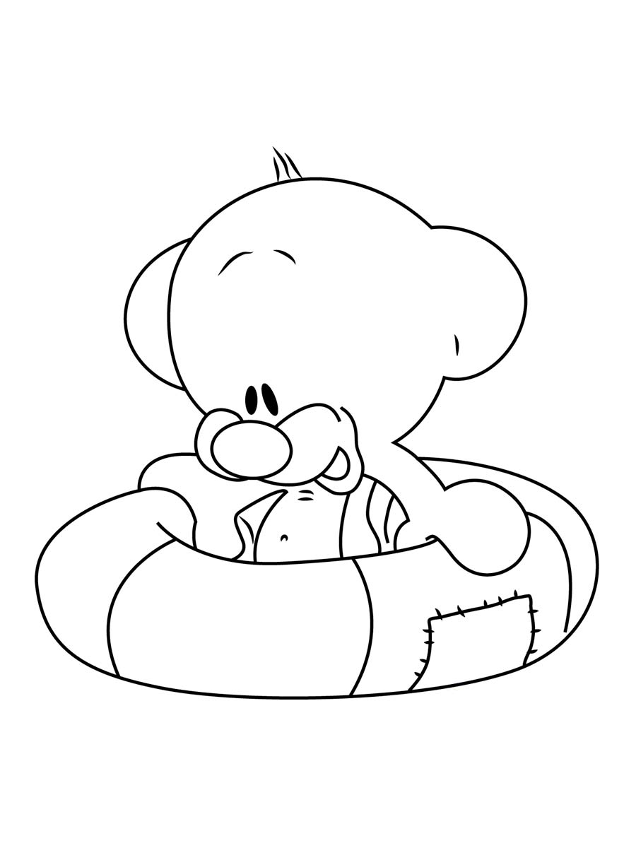 Pimboli swims in an inflatable ring coloring page