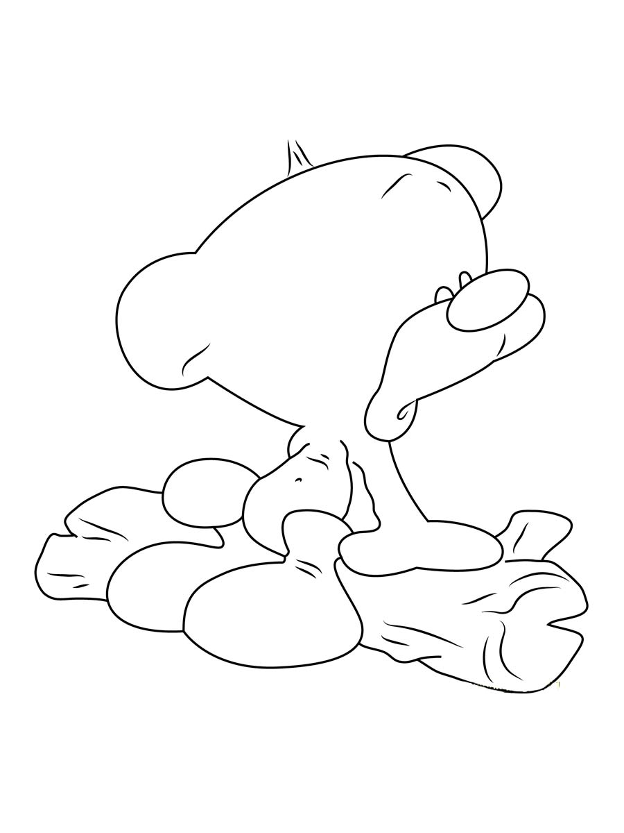 Pimboli sits on a log coloring page